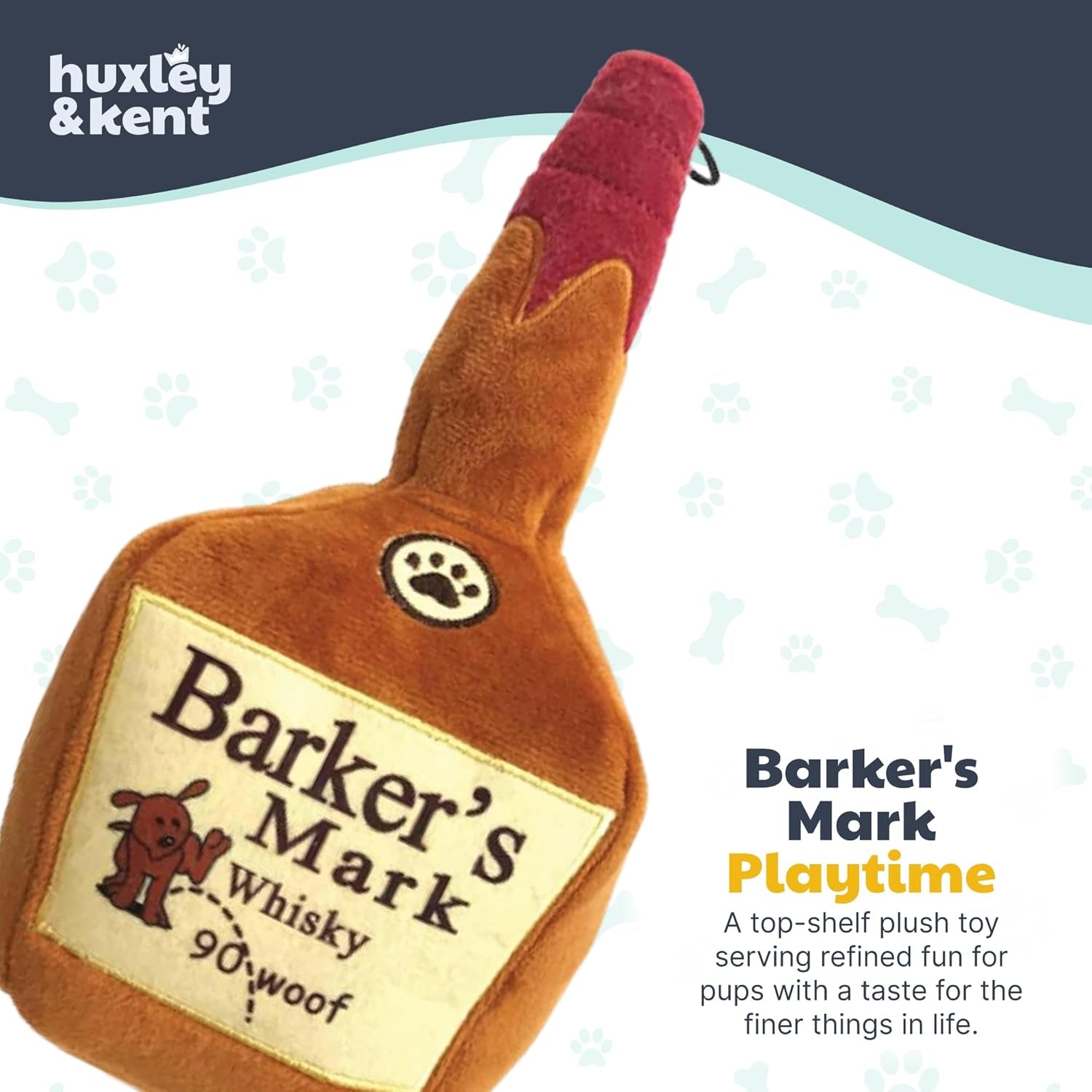 H&K for Dogs Power Plush | Barker'S Mark (Large) | Funny Dog Toy | Dog Toy with Squeaker | Dog Gift | Fun, Durable, and Safe | Squeaky Dog Toy