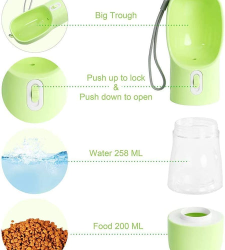 Dog Travel Water Bottle,Portable Dog Water Bottle Pet Drinking Bottle Drink Cup Dish Bowl Dispenser for Walking Traveling Hiking, Multifunctional Outdoor Water&Food Bowl for Dogs and Cats