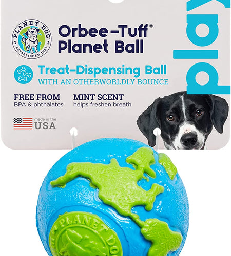 Orbee-Tuff Planet Ball Blue/Green Treat-Dispensing Dog Toy, Medium