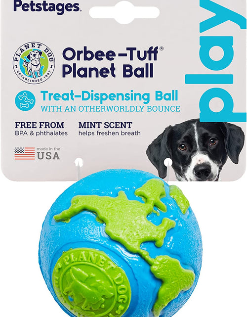 Load image into Gallery viewer, Orbee-Tuff Planet Ball Blue/Green Treat-Dispensing Dog Toy, Medium
