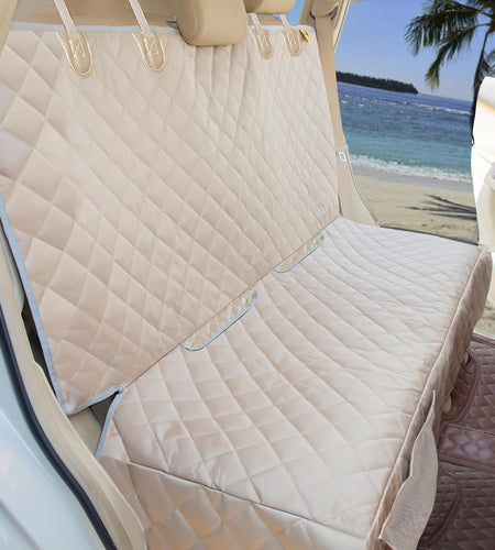 Dog Car Seat Cover for Back Seat Waterproof Backseat Protector, Nonslip Rear Seat Cover for Kids,Universal Size Fits Cars Trucks Suvs (Beige)