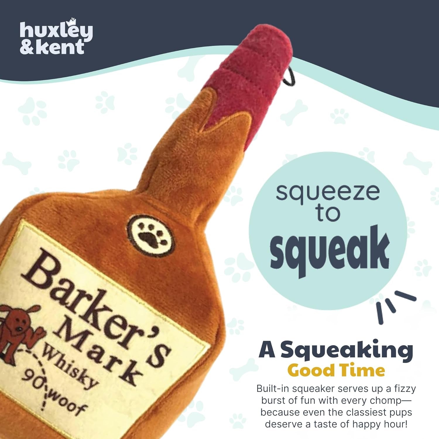 H&K for Dogs Power Plush | Barker'S Mark (Large) | Funny Dog Toy | Dog Toy with Squeaker | Dog Gift | Fun, Durable, and Safe | Squeaky Dog Toy