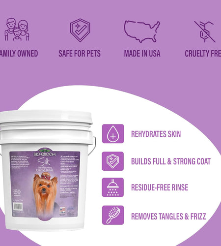 Silk Creme Rinse Dog Conditioner – Dog Bathing Supplies, Puppy Shampoo, Cat & Dog Grooming Supplies for Sensitive Skin, Cruelty-Free, Made in USA, Tearless Dog Products – 32 Fl Oz 1-Pack