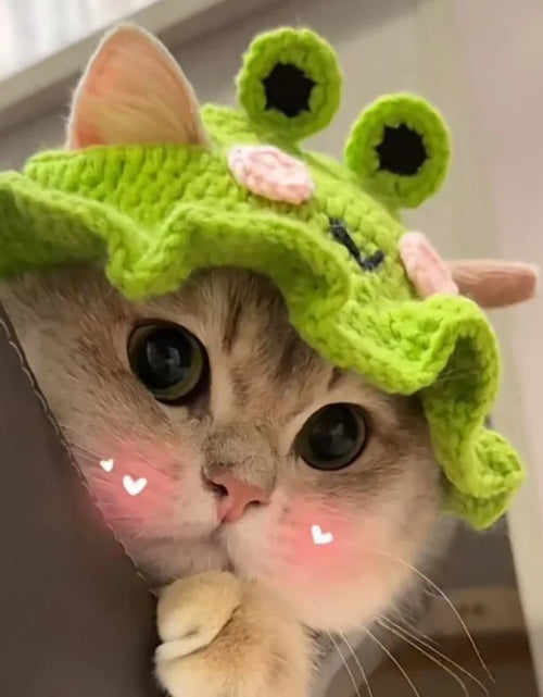 Load image into Gallery viewer, Hand-Made Cat Hat Elastic Woven Cap Pet Hat Puppy Kitten Headwear Knitted Hat Party Photo Shoot Props Decoration Cat Accessories
