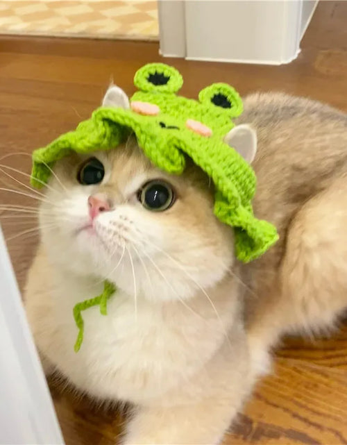 Load image into Gallery viewer, Hand-Made Cat Hat Elastic Woven Cap Pet Hat Puppy Kitten Headwear Knitted Hat Party Photo Shoot Props Decoration Cat Accessories
