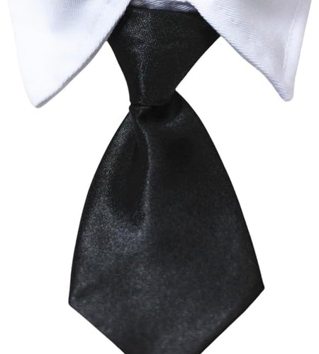 Dog Neck Tie, Pet Tuxedo Cotton Collar with Black Tie for Dogs & Cats