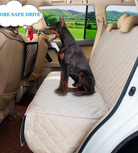Dog Car Seat Cover for Back Seat Waterproof Backseat Protector, Nonslip Rear Seat Cover for Kids,Universal Size Fits Cars Trucks Suvs (Beige)