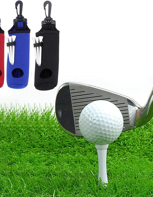 Load image into Gallery viewer, 2 Pack Golf Ball Carry Bag Golf Tee Holder Pouch with Light Weight Hook Portable Golf Ball Storage Bag for 3 Golf Ball 3 Tees
