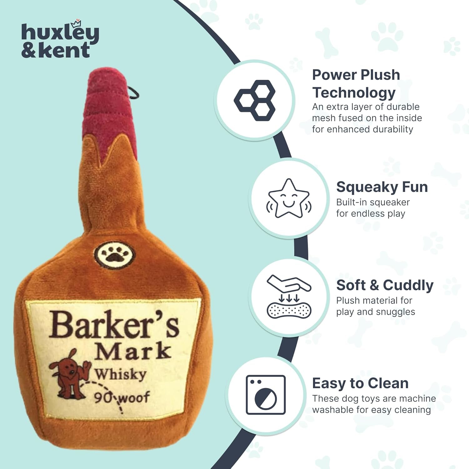 H&K for Dogs Power Plush | Barker'S Mark (Large) | Funny Dog Toy | Dog Toy with Squeaker | Dog Gift | Fun, Durable, and Safe | Squeaky Dog Toy