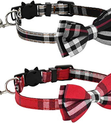 2 Pack/Set Cat Collar Breakaway with Cute  and Bell for Kitty and Some Puppies, Adjustable from 7.8-10.5 Inch